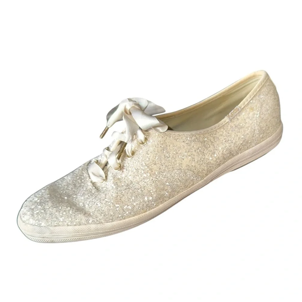 Kate Spade Cream Glitter Keds Sneakers